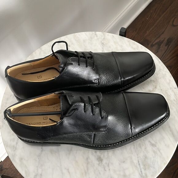 SANDRO MOSCOLONI STRAIGHT TIP BLUCHER DERBY MAXWELL, Black, 13, NWOB